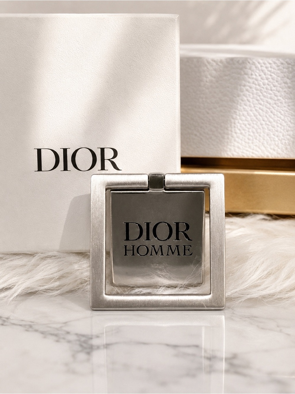 Dior Homme Silver Phone Ring Holder NIB Luxury Designer Tech Accessory